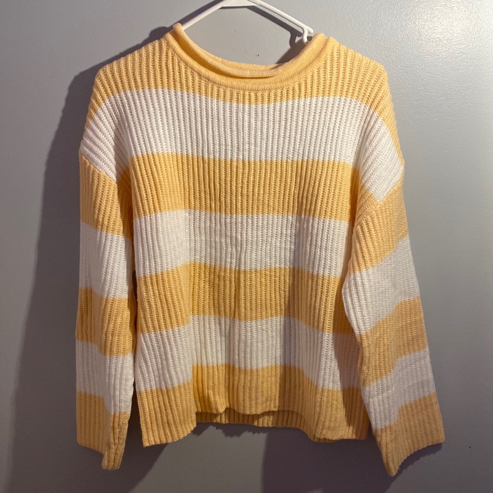 White and Yellow Sweater Size SMALL